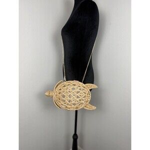 Tommy Bahama Woven Sea Turtle Crossbody Bag Natural Straw Viral Beach Purse NWT